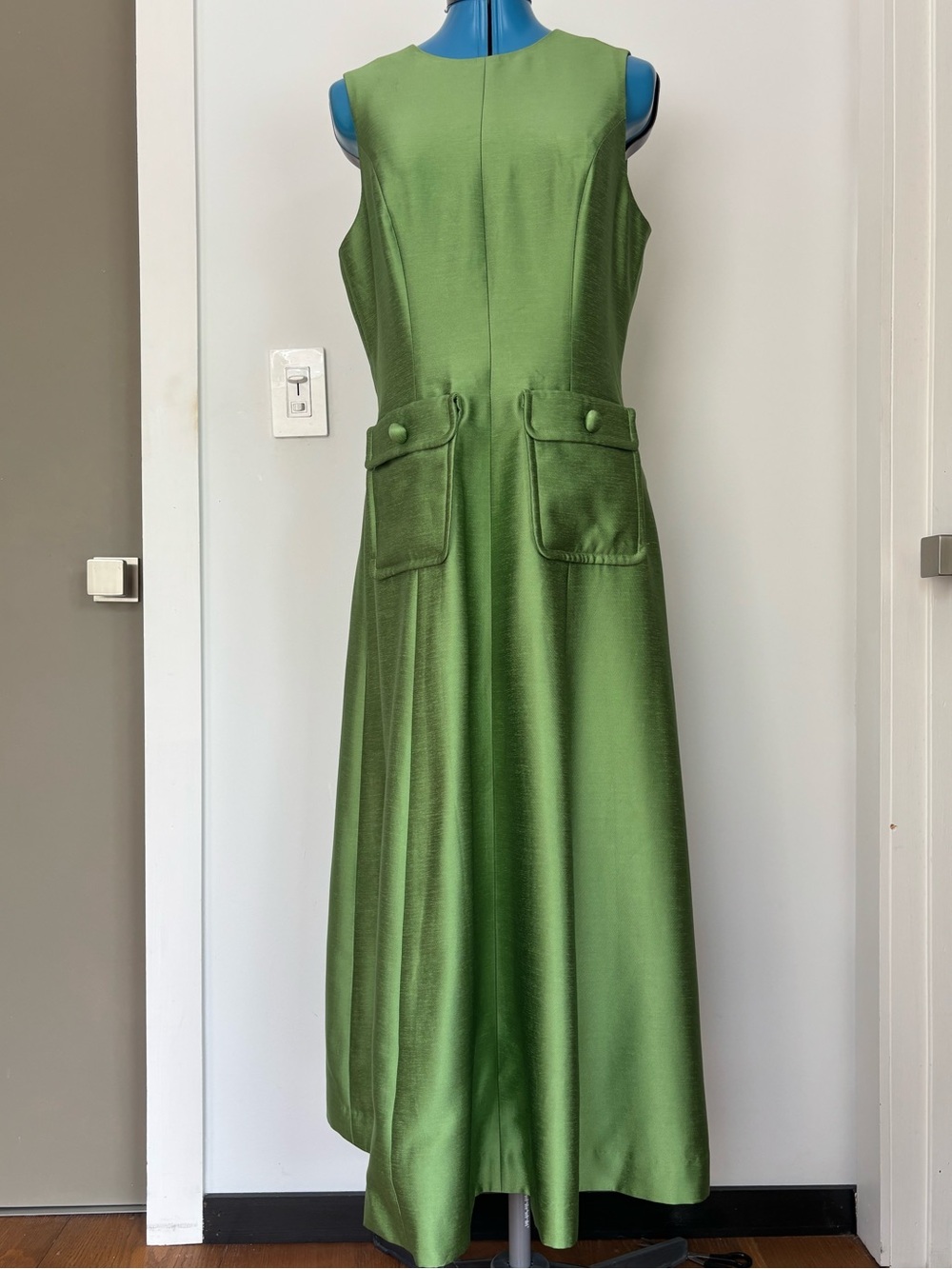 NWT Tuckernuck Pistachio Dupioni Helene Midi Dress Green Size 8